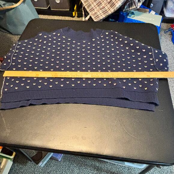 Free People navy heart knit cropped sweater S NWT $98 cozy trendy fall chic - Picture 5 of 7